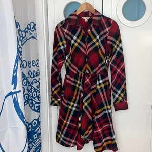 Brooks Brothers Red Fleece Tartan Plaid Shirtdress Elastic Waist 4